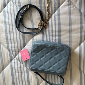 Elegant Blue Quilted Crossbody Bag